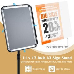 2PCS Sign Holder Stand 11 x 17 Inch w/Snap-Open Frame & 360° Rotation for Malls