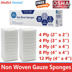 2×2, 3×3, 4×4 Non Woven Sponges 4-Ply, 8 – Ply, 12-Ply, 100% Cotton Gauze Sponge