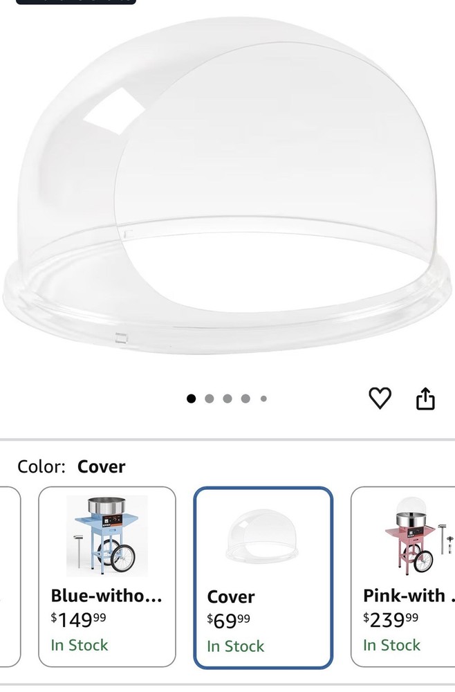 ROVSUN 21 Inch Cotton Candy Machine Cover Acrylic Dome Bubble Shield for Candy