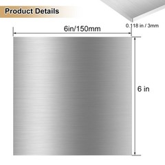 4 Pack 6061 T6 Aluminum Sheet Metal 6 X 6 X 1/8 Inch Flat Plain Aluminum Plate C