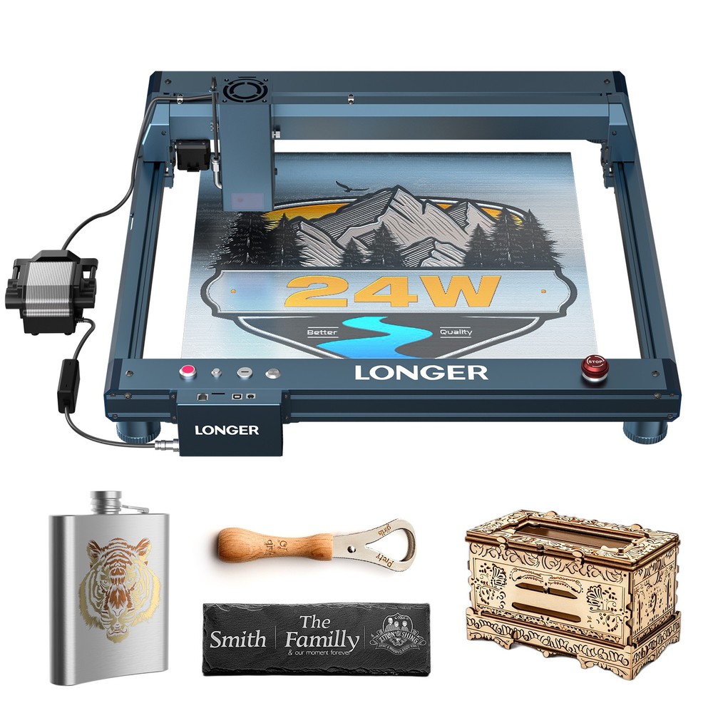 Longer B1 24W Laser Engraver CNC with Auto Air Assist DIY Wood Acrylic Engraver