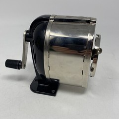 Heavy Duty Steel Pencil Sharpener, Multi-Size Holes (8), Silver, Mountable Used