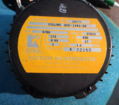 Rotron A0-28777 Centrifugal Fan or Blower Single 5700 RPM 115VAC 400Hz