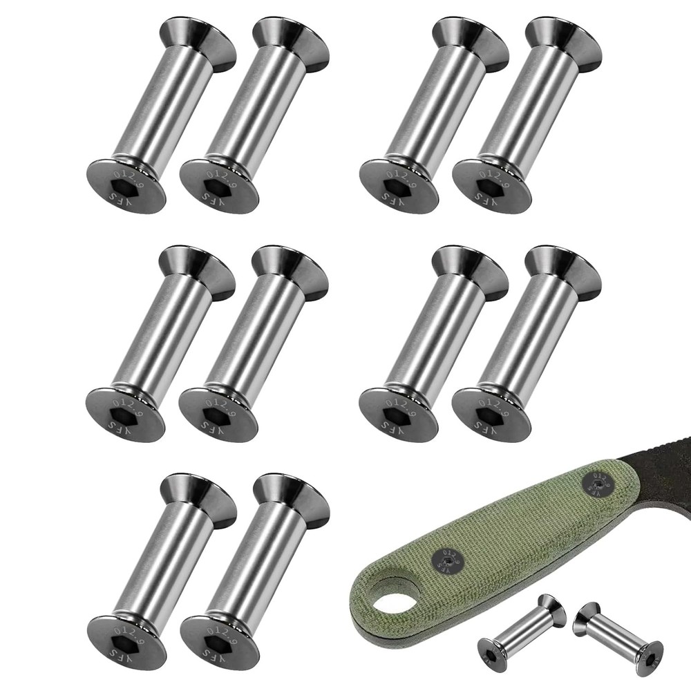 10 Packs Knife Handle Screws Rivets Bolts Fasteners,Hex Flat Head Screws for