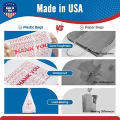 2000 Thank You T-Shirt Bags 12″ x 6.5″ x 21″, Plastic Grocery Shopping Bags