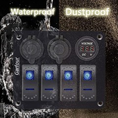 4 Gang Boat Switch Panel, Marine-Grade Waterproof Aluminum Switch Panel with …