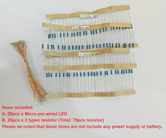 25Pcs Pre-Soldered Micro Litz Wired Leads Golden Yellow SMD Led 0603 + Muti-Resi