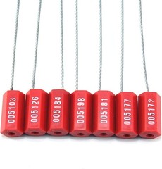 100 Pcs Red Steel Security Cable Seals Numbered Tamper Proof Tags Pull-Tite