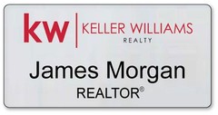 KELLER WILLIAMS REALTY GOLD WHITE OR SILVER PERSONALIZED NAME BADGE W/ MAGNET