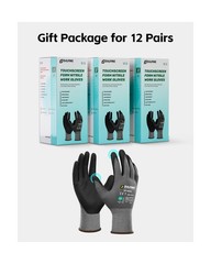 DULFINE Safety Work Gloves MicroFoam Nitrile Coated-12 Pairs Pack,Seamless Kn…