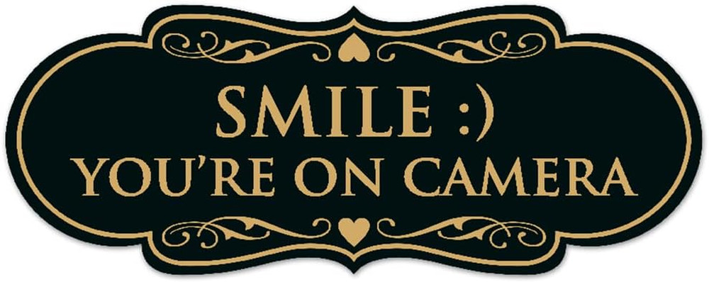 Designer Smile You’re on Camera Sign – Easy Installation | Durable Wall or Do…