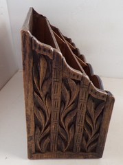 Vintage Lerner Faux Wood Look Plastic Desk Organizer 70s Retro MCM 3 Tier 6 Slot