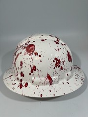 New Full Brim Hard Hat Custom Hydro Dipped HOMICIDE BLOOD SPLATTER