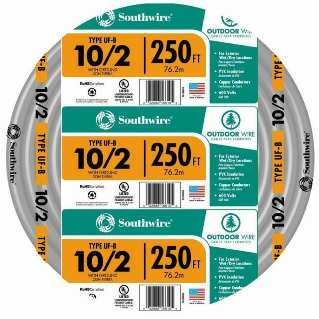 250′ Southwire 10 AWG 2-Conductor UFW/G Electrical Wire 13056755