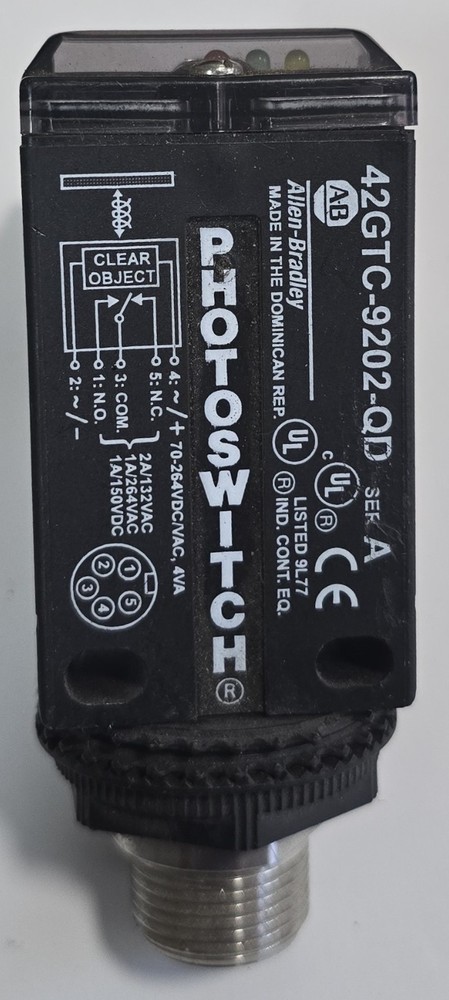 Allen-Bradley 42GTC-9202-QD Series 9000 Clear Object Photoelectric Sensor QD