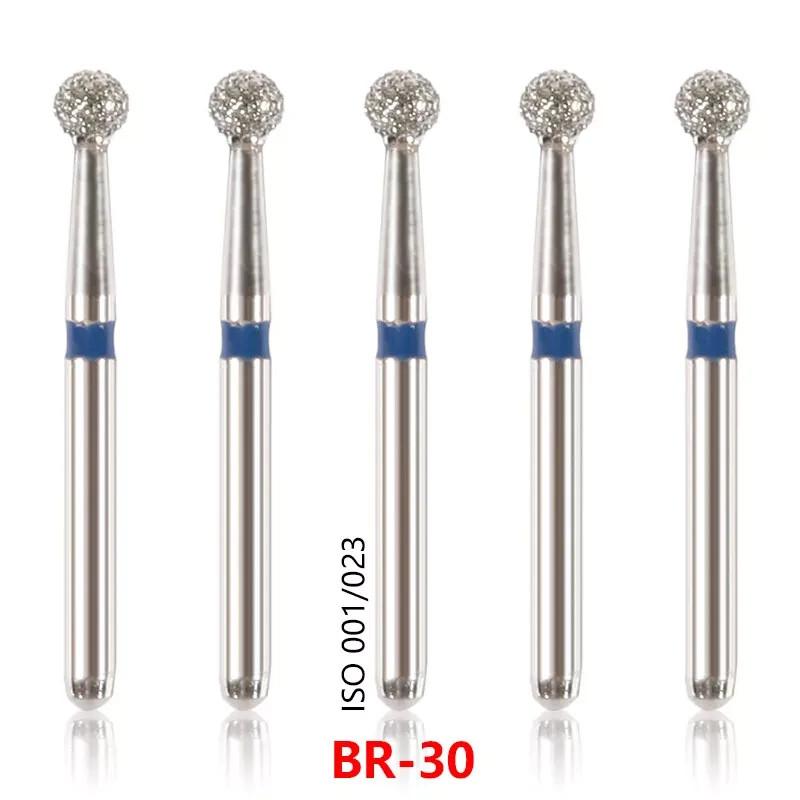 50 Pcs Dental High Speed Handpiece Friction Grip Ball Round Diamond Burs BR-Type