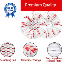 2 Pack Mop Heads Replacements – 40% More Cleaning 2pcs 1-Tank Red, Red