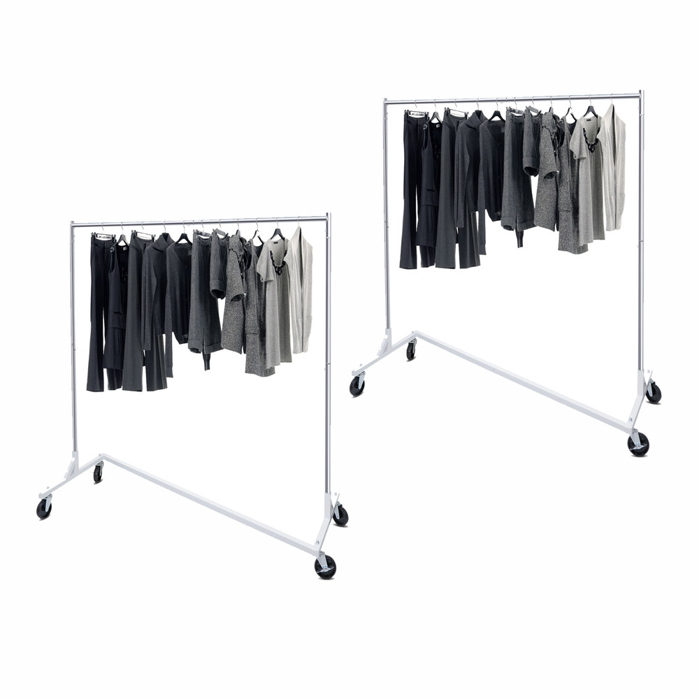 2PCS Heavy Duty Clothes Rack Z Base Commercial Rolling Garment Rack on Wheels