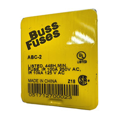 (Pack of 4) Bussmann ABC-2 Fuse, 2A, 448H, IR 100A 250VAC, IR 10kA 125VAC, Z18