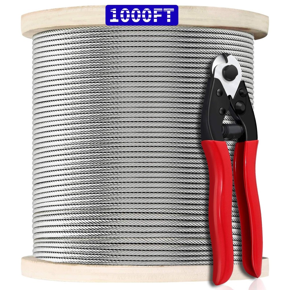 1000FT 1/8″ T316 Stainless Steel Cable, Wire Rope Aircraft Cable for Deck Cab…