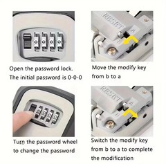 Key Lock Box Wall Mount Outdoor Weatherproof 4-Digit Combination Key Safe