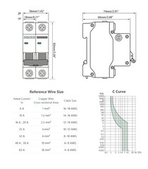AC Miniature Circuit Breaker, 32 Amp 120V/240V 2 Pole DIN Rail Mount Circuit Bre