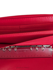 Filofax Red Saffiano Personal Compact Zip Organizer Leather Cash Budgeting
