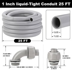 1 Inch Flexible Liquid Tight Conduit 25FT, Non Metallic Electrical Conduit Kit w