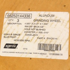 Norton 50A60-J8VH 4-1/2″ x 2-1/4″ OD x 1″ Bore Alundum Grinding Wheel Lot Of 3