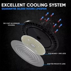 150W LED UFO High Bay Light Warehouse Commercial Industrial 5000K AC 100-277V