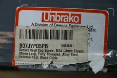 M24-3.00 MM X 65 MM Socket Head Cap Screws Unbrako #103159, 10 Pieces