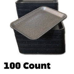 CKF 2S Black Foam Meat Trays – 100 Count | Butcher Grocery Food Packaging