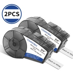 2PK Label Cartridge For Brady BMP21-PLUS M21-750-595-WT Black/White 3/4″ x21′