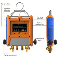 Elitech EMG-40V Intelligent Digital Manifold Kit 4 Valves Pressure Gauge Vacuum