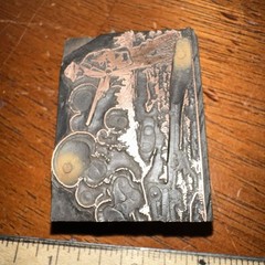 Printing Block “ Man hunting With His Dog “ Clouds. Nice Lines! Copper Face