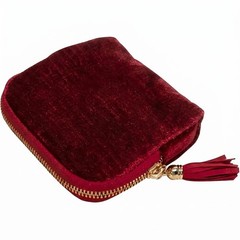 TXTIGER 5.3″ x 4.7″ Small Travel Jewelry Case, Velvet Pouch with Burgundy Red
