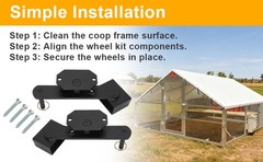 1 Sets Chicken Coop Wheel Kit For most Chicken Coops Cages Extra Heavy-Duty Iron