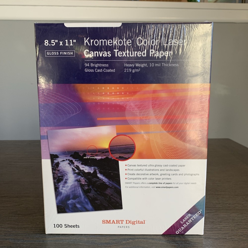 Smart Digital Canvas Textured Paper 8.5″x11″ Gloss Finish Kromekote Color Laser