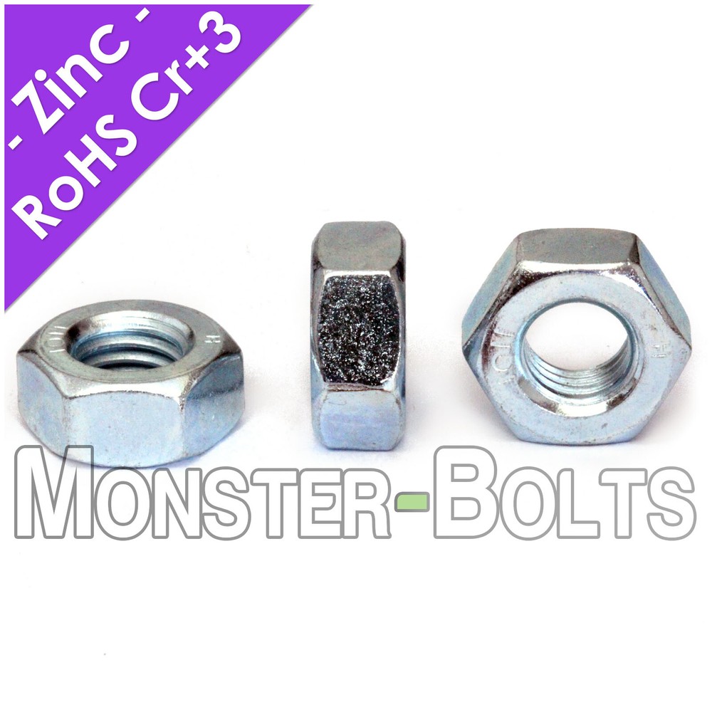Finished Hex Nuts, Grade 5 Zinc Plated Steel, 1/4″, 5/16″, 3/8″ Coarse & Fine