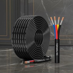 Electrical Wire 18 Gauge 4 Conductor Waterproof Marine Solar Black Cable RV 30ft