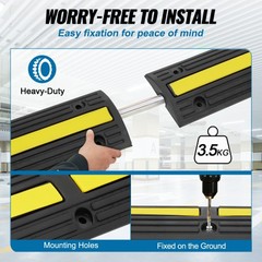 4-Pack 39in Rubber Cable Protector Ramp, 18000lb Load, Anti-Slip & Reflective