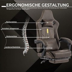 Gaming Chair with Footrest Ergonomic Computer Chair Massage Lumbar Cushion