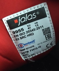 Jalas 9955 Exalter Safety Shoes Mens 13 Black Aluminum Toe Cap Water Repellent