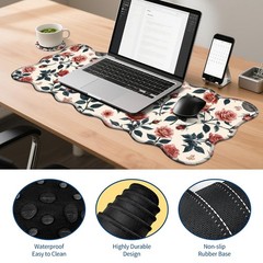 Keyboard Mouse Pad Set,Retro Flowers 31.5L x 11.8W inches, Retro