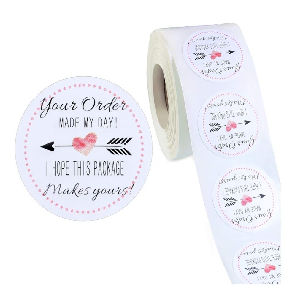 20 Count 1.5in Round “Your Order Made My Day” Self-Adhesive Stickers