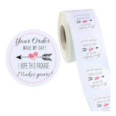 20 Count 1.5in Round “Your Order Made My Day” Self-Adhesive Stickers