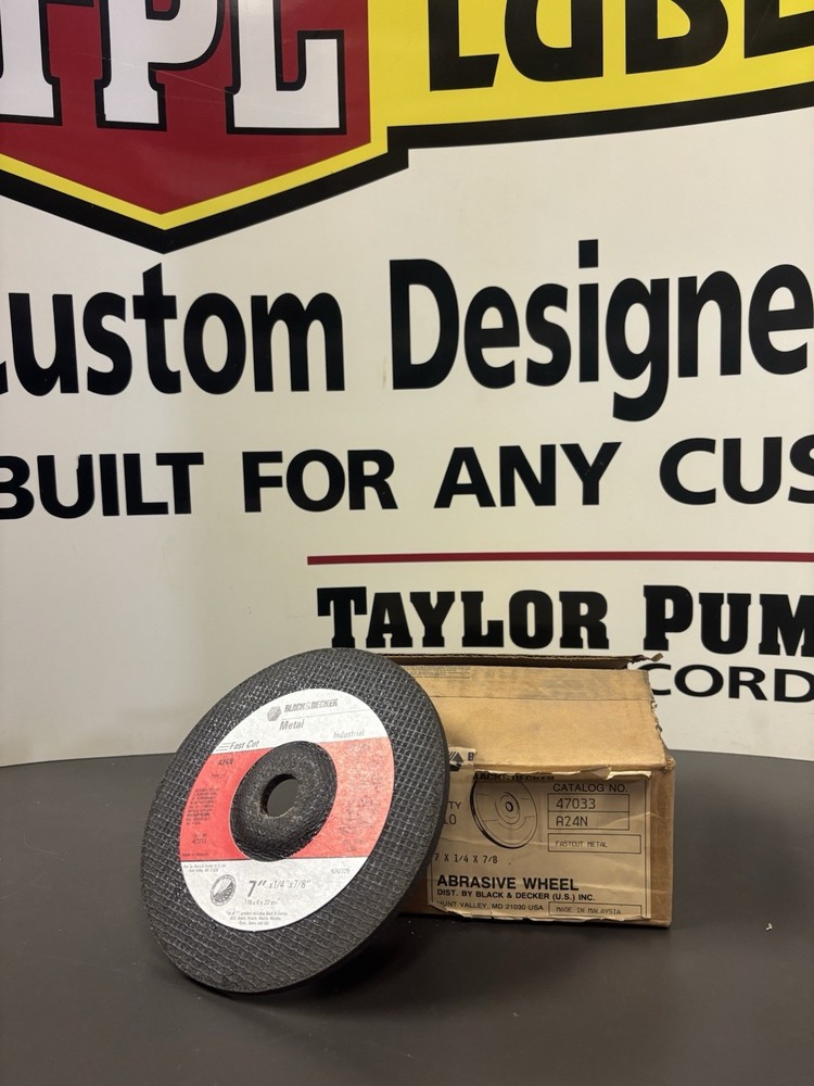 New Black & Decker Abrasive Wheels, 7”x1/4”x7/8”, 47033, Box of 10pcs