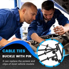 100 Pcs Nylon Universal Cable Tie Buckle for Car, T Style Automotive Zipper Clip