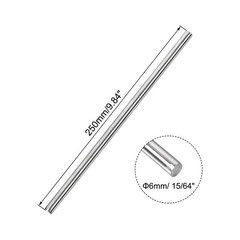 6mm x 250mm 304 Stainless Steel Solid Round Rod for DIY Craft 2pcs