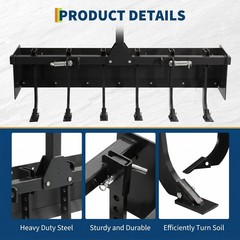 Heavy Duty Steel 55″ Box Blade Scraper W/ 6 Scarifier Shank For Cat 0 Cat 1